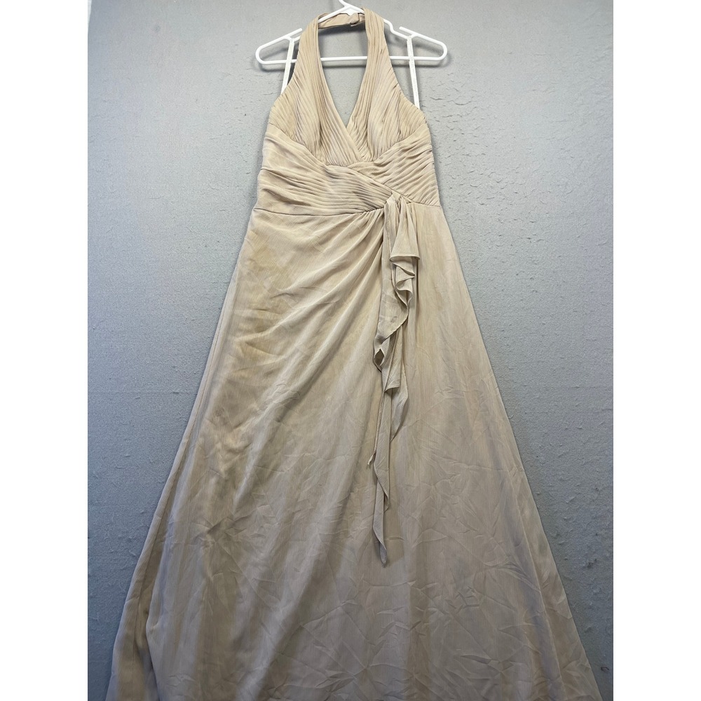 David's Bridal Gown Polyester Champagne Beige Size 10 Womens